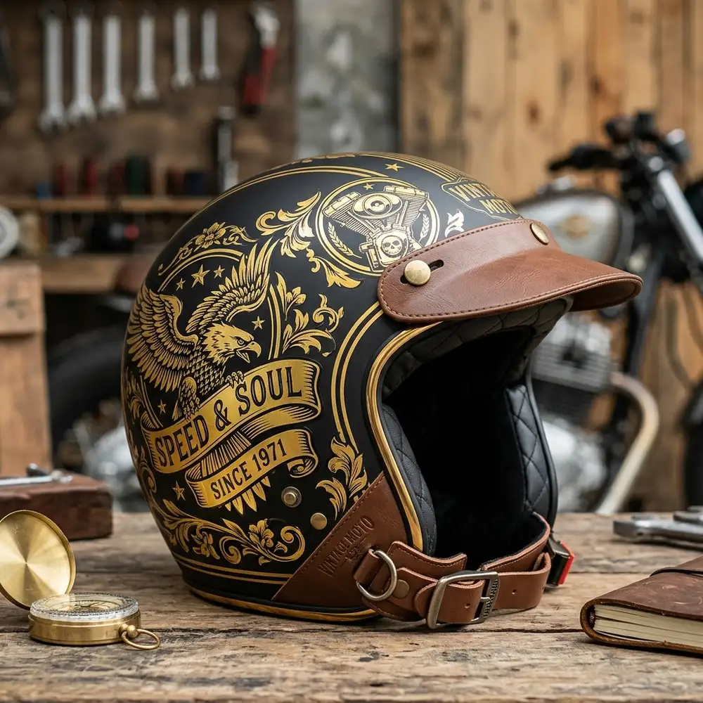 In decal rẻ: Dán sticker nón bảo hiểm nửa đầu nổi bóng bẩy